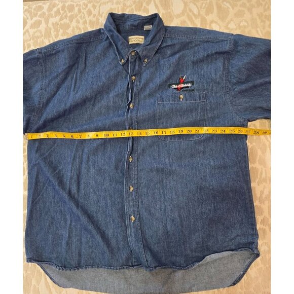 Pat O'Briens Denim Button-Up Shirt XXL 100% Cotton Long Sleeve Embroidered Logo - Picture 5 of 7